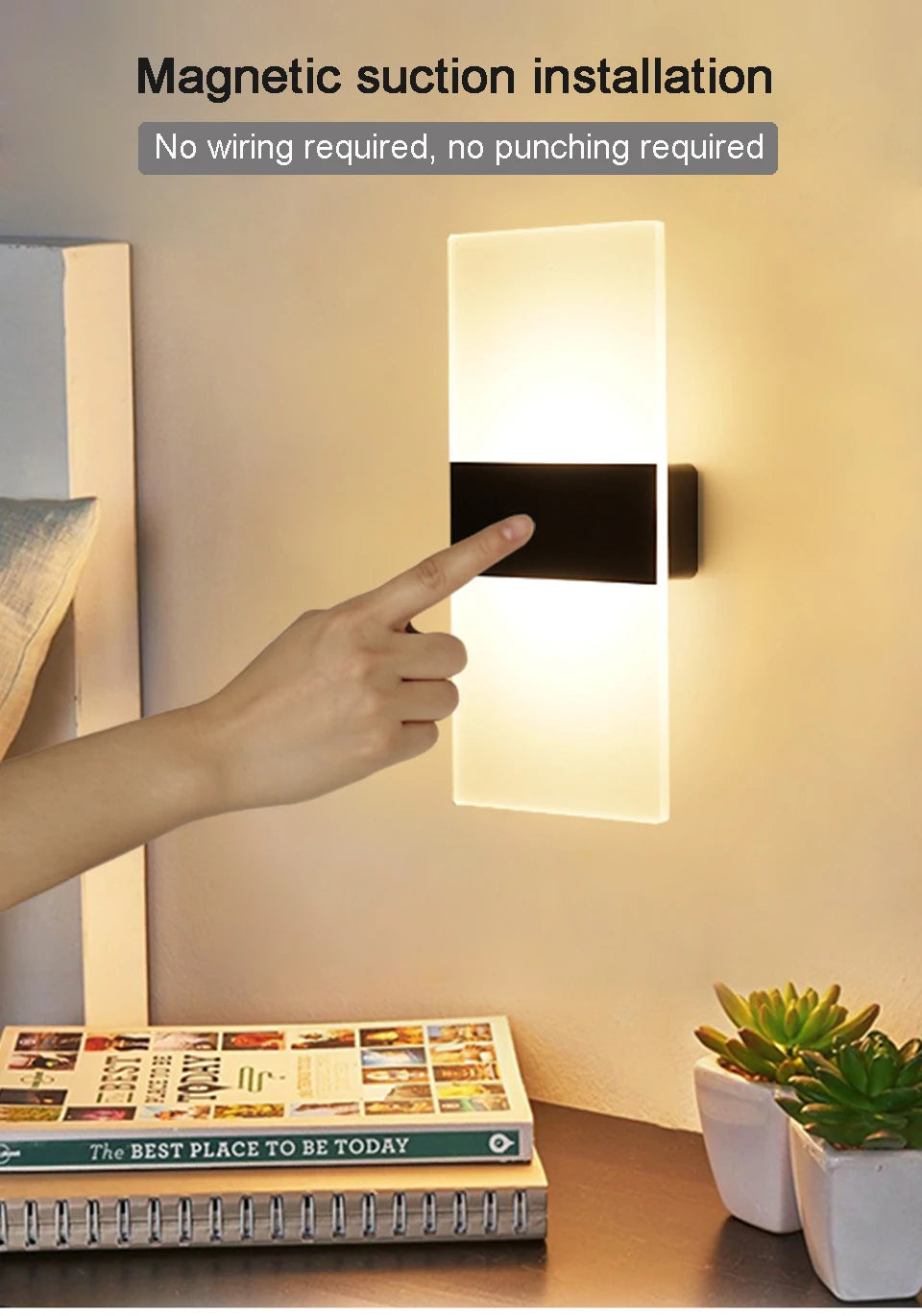 USB Recharge Wall Lamp/ Touch Motion/ Sensor Switch/ Indoor Acrylic Night/ Lights Bedroom/ Bedside/ Wall Sconce/ Nordic LED Wall Light
