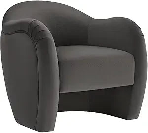 Barrel Chair with Performance Velvet Fabric in Mulberry – Upholstered Accent Armchair with Curved Backrest