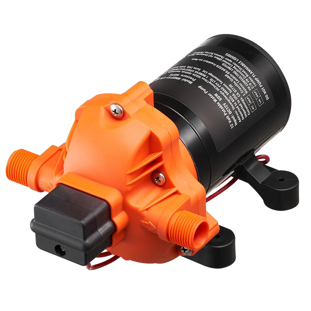 12V Diaphragm Pump 1.8/3/3.5/5 GPM 3/4/5-Chamber 40-100 PSI Adjustable 1/2'' MNPT Port for RV/ Yacht/ Food Truck/ Camper