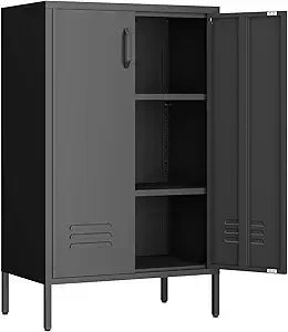 Metal Storage Cabinet,2 Door Locker Cabinet with Adjustable Shelves, Metal Cabinets with Doors, Shoe Cabinets for Living Room