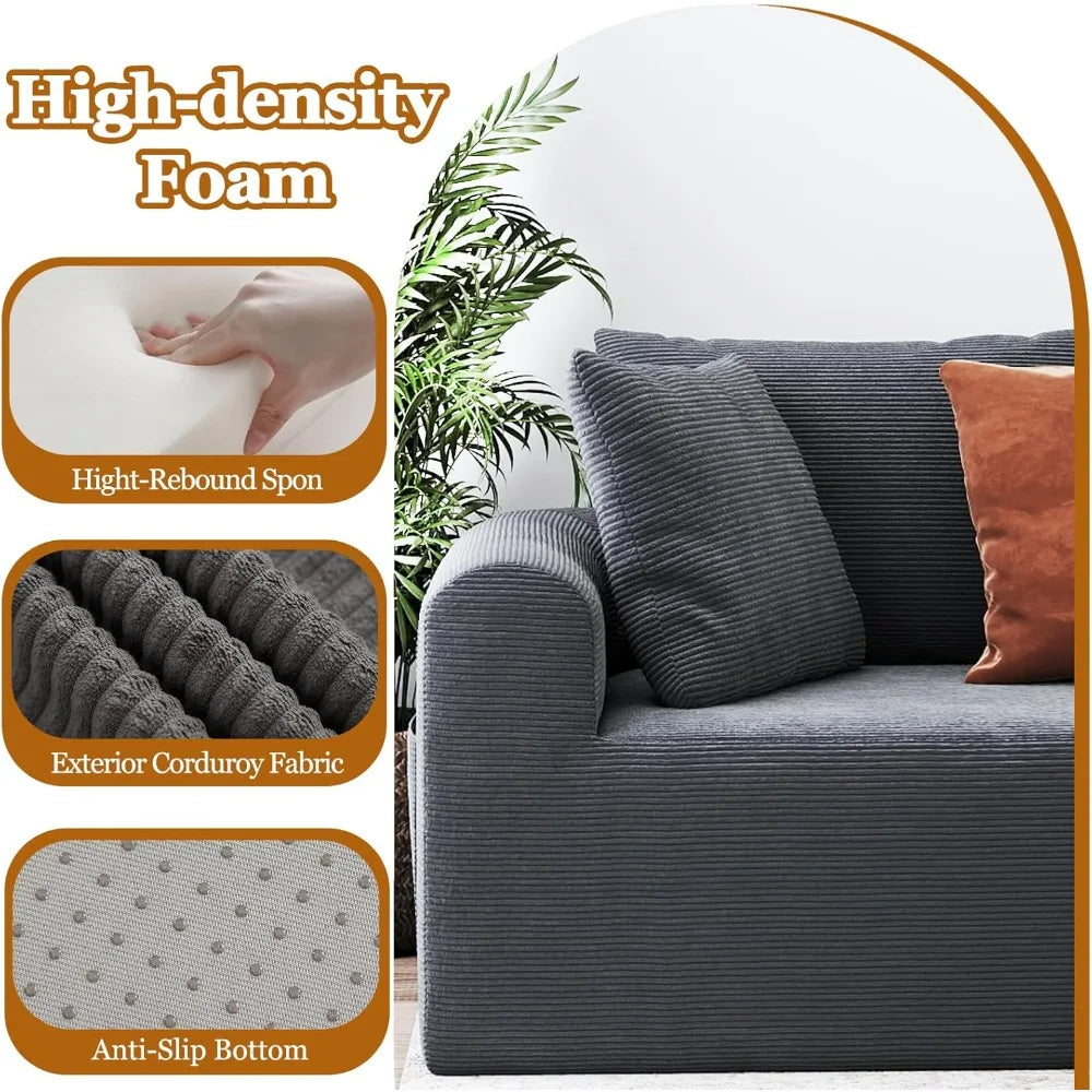 04" Cloud Sectional Couch Luxury – L-Shape Chaise, Modern Modular Deep-Seat Upholstered Sofa for Living Room Bedroom,No Assembly