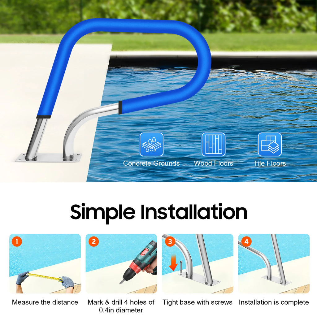 Stainless Steel Pool Railing Pool Rail 304 Grade Anti-Corrosion Safety Handrail for Swimming Pools