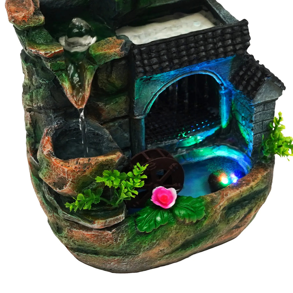 Tabletop Fountain Ornament, Tabletop Fountain, Flowing Water Resin Decor, Imitation Rock Bonsai, Durable Desktop Water Feature, Nature Style, 110V US Plug, Indoor /Office/ Living Room Decoration, Hand-Carved Simulation Plant