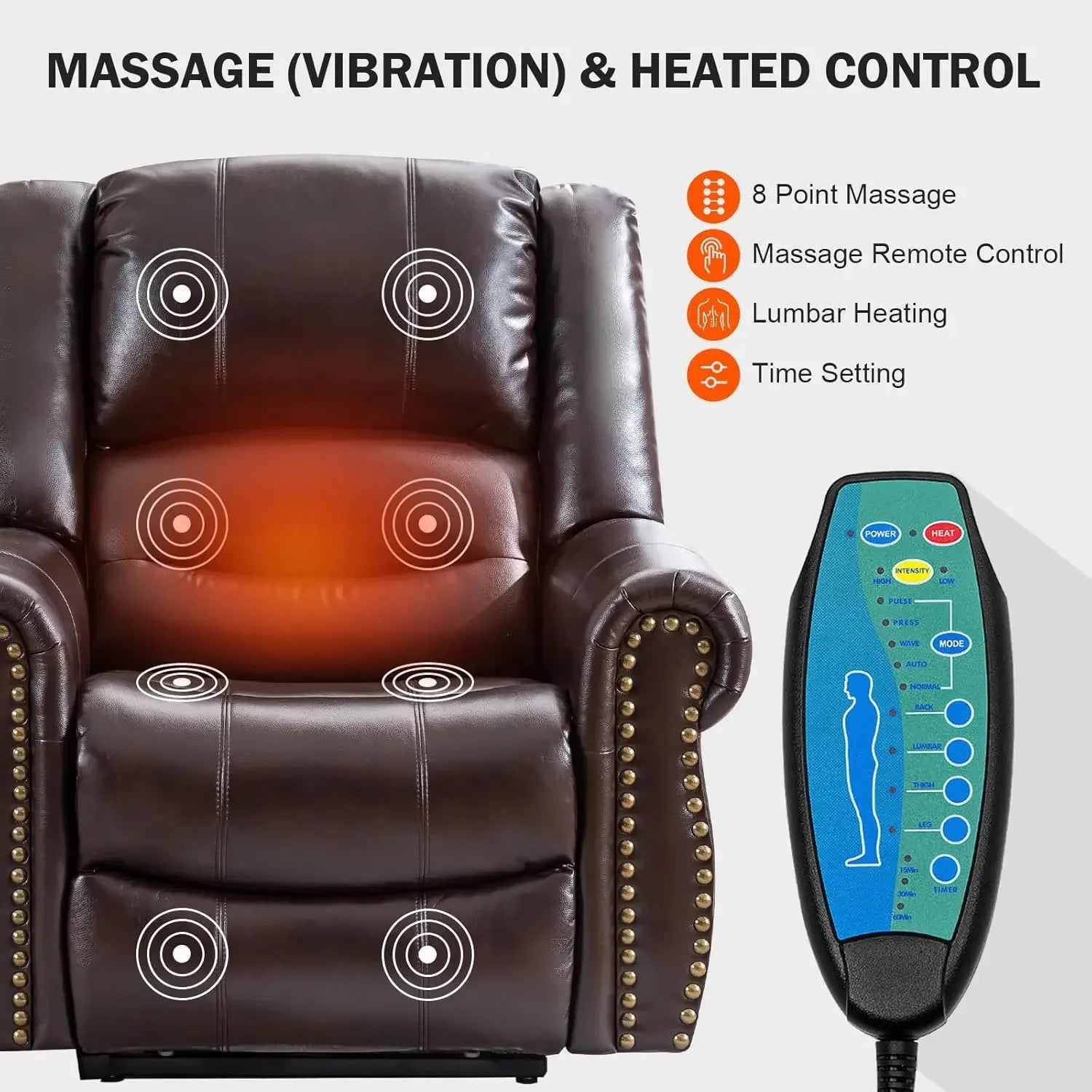 Dual Motor Lay Flat Lift Chairs Recliners for Elderly with Massage and Heat, Breathable Leather