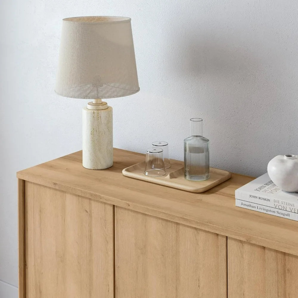 Elegant Natural Oak Sideboard: Versatile Storage Cabinet for Living Spaces, Kitchen, and Entryways