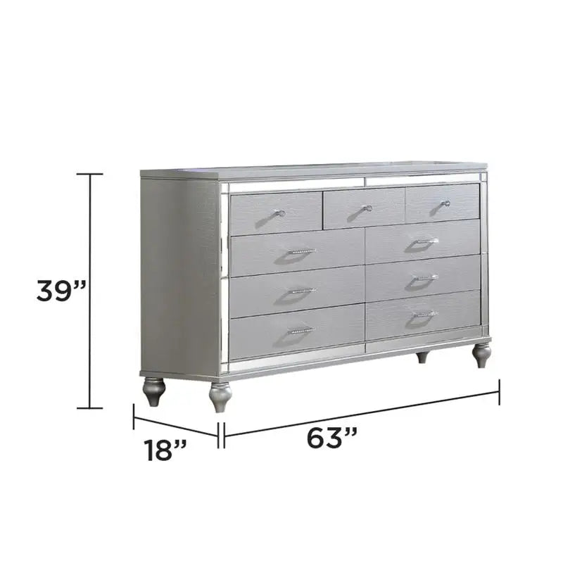 Silver 4-Piece LED Bedroom Set