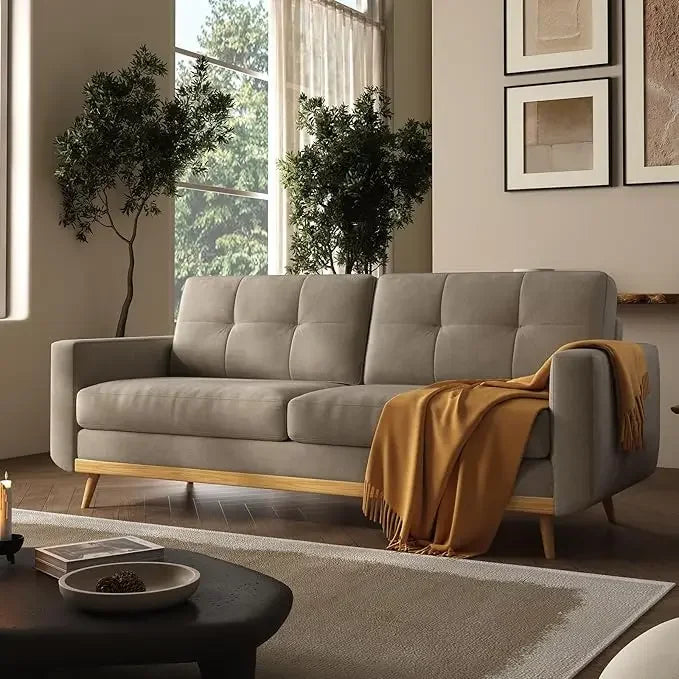 Mid Century Modern Loveseat Sofa Button Tufted Upholstered Small Couch for Living Room Bedroom Decor