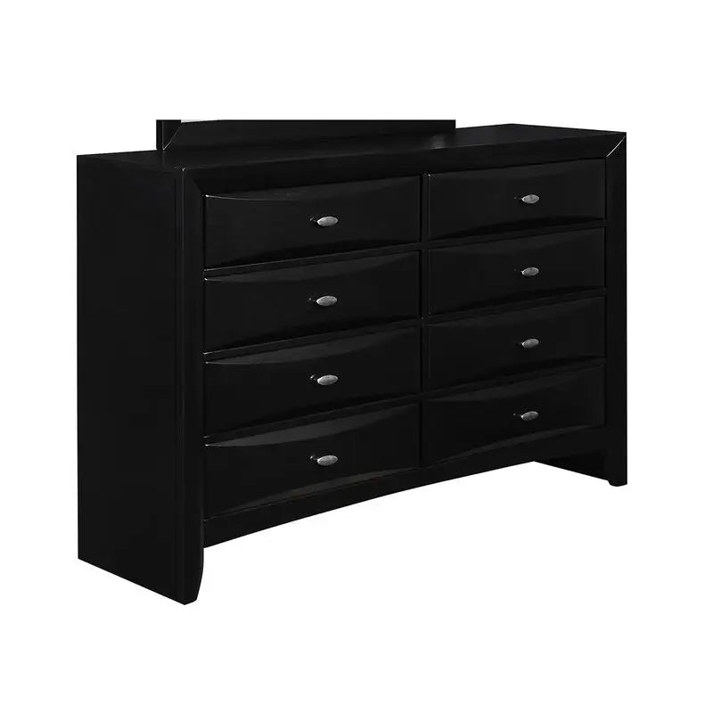 5-Piece Full Bedroom Set in Lucille Black Finish with Modern Design and Sleek Storage Solutions