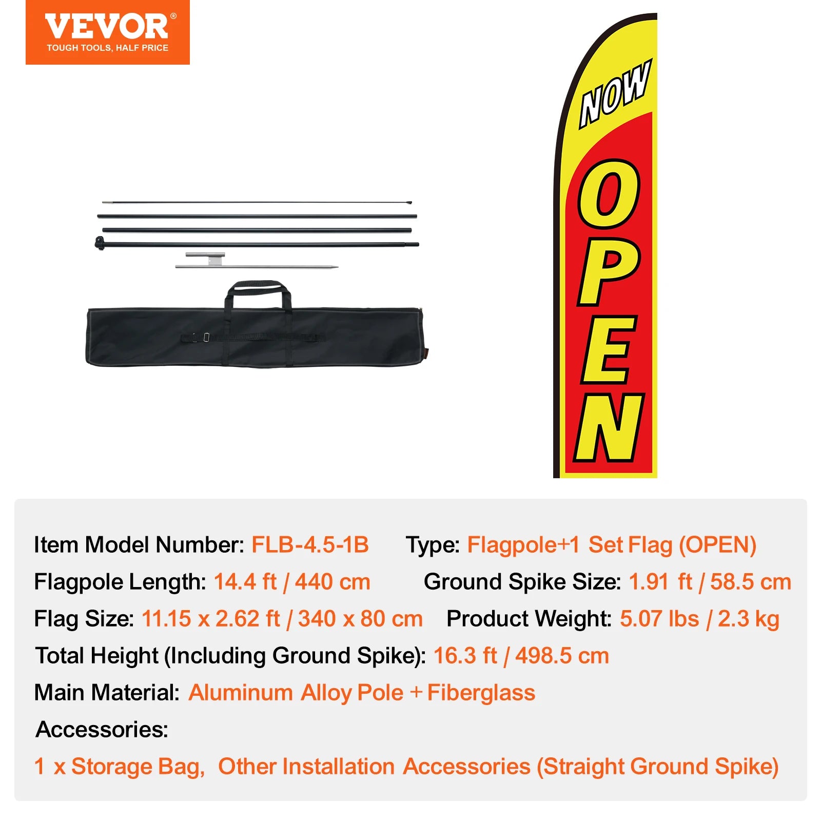 Feather Flag Pole Kit/ 3Packs Advertising Flag/ 16.3ft Sign Flag Poles for Business Advertising/ Flags Outdoor with Ground Stakes