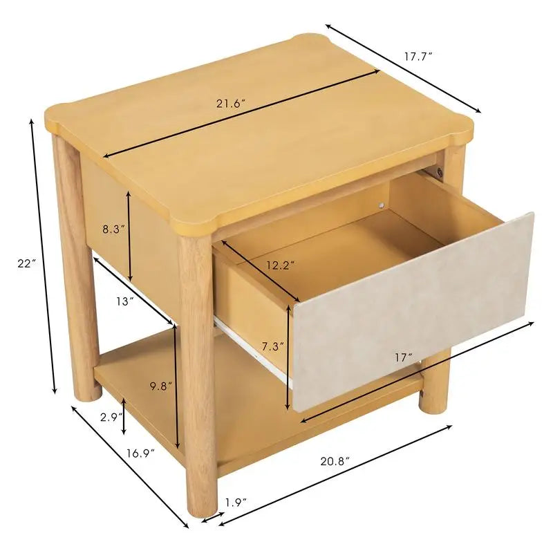Modern Queen Bed Frame Set with 2 Nightstands, Beige Wood Platform Bed with Headboard