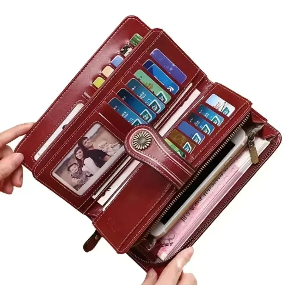 High Quality Women Wallet  Anti-Theft Leather Wallets For Woman/ Long Zipper Large Ladies Clutch Bag/ Female Purse Card Holder