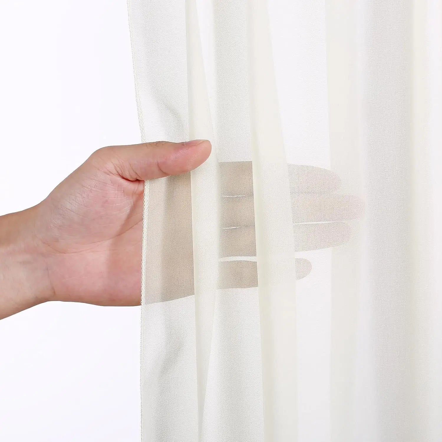 Chiffon Backdrop Curtain Ivory 5ft x 8ft 12 Pieces: Cream Chiffon Curtains Beige Sheer Curtain Backdrop Wedding 60ft x 8ft