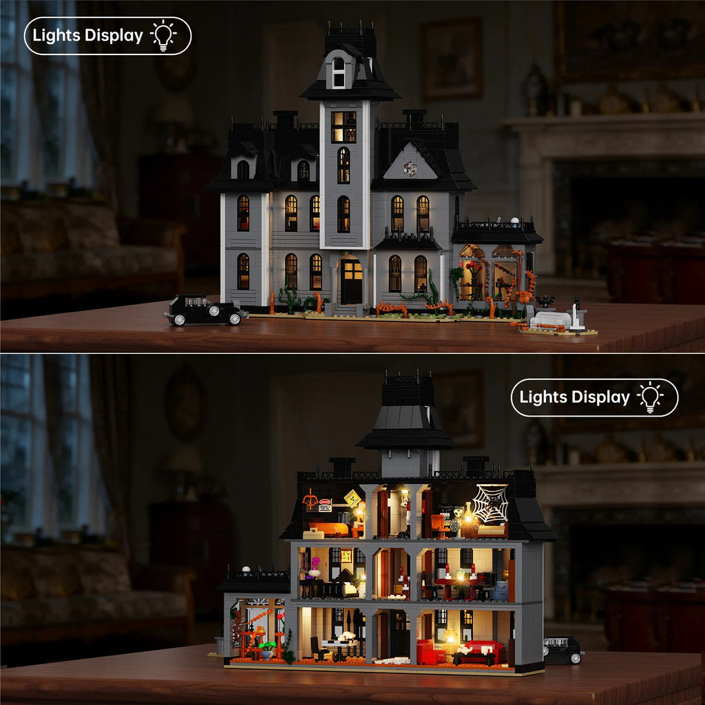 Gothic House Building Blocks Set/ Nightfall Manor Architecture /Bricks Creative Home Decoration/ Desktop Ornament/ Halloween Gift for Adults