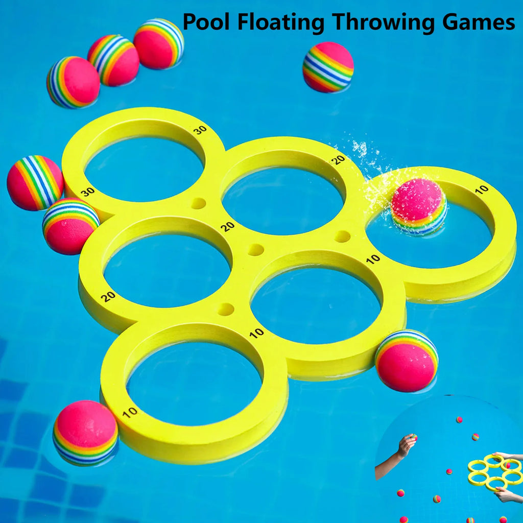 Pool Toys Games Set with 10 Ball/ Pool Floating Throwing Games/ Floating Pool Water Toys for Kids Adults Swimming Pool Water Game