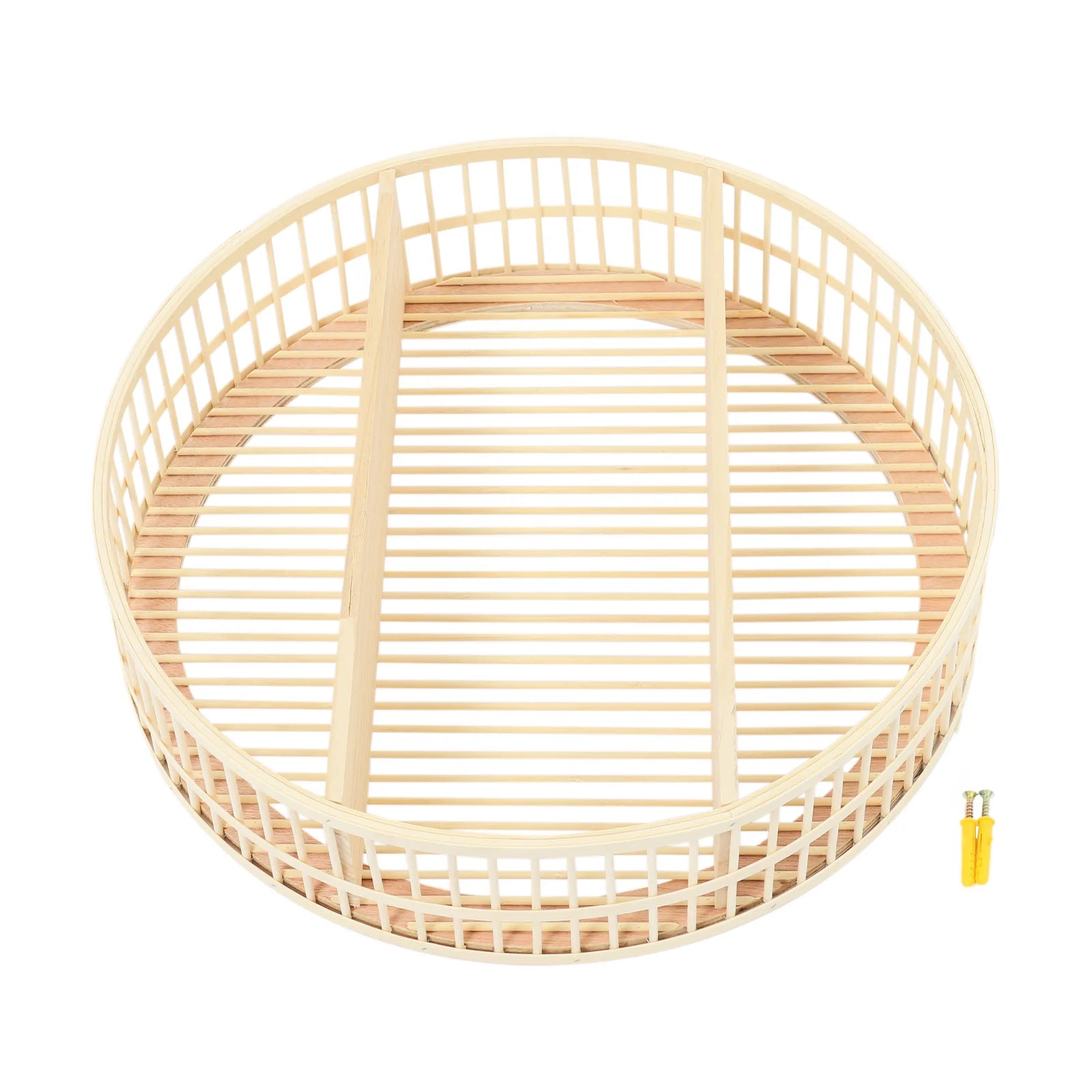 Round Wall Shelf 2 Tier Circle Wicker Hanging Shelf Display Storage Farmhouse Home Decorations or Dining Room/ Living Room/ Office/ Kitchen/Bathroom