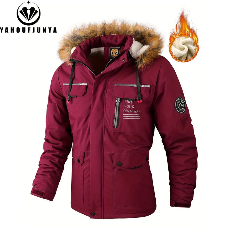 Winter Men Outwear Fleece/ Warm Removable Hooded Hiking Jacket Men/ Outdoor Windproof /Casual Fashion Jacket Coat Male Clothing