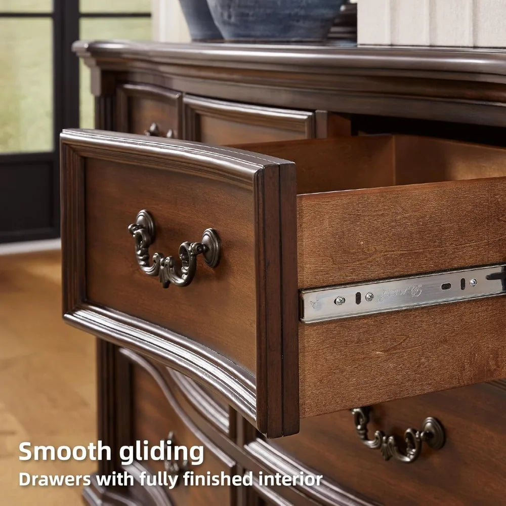 Classic Nightstand with 2 Drawers, 28 High, Dark Brown