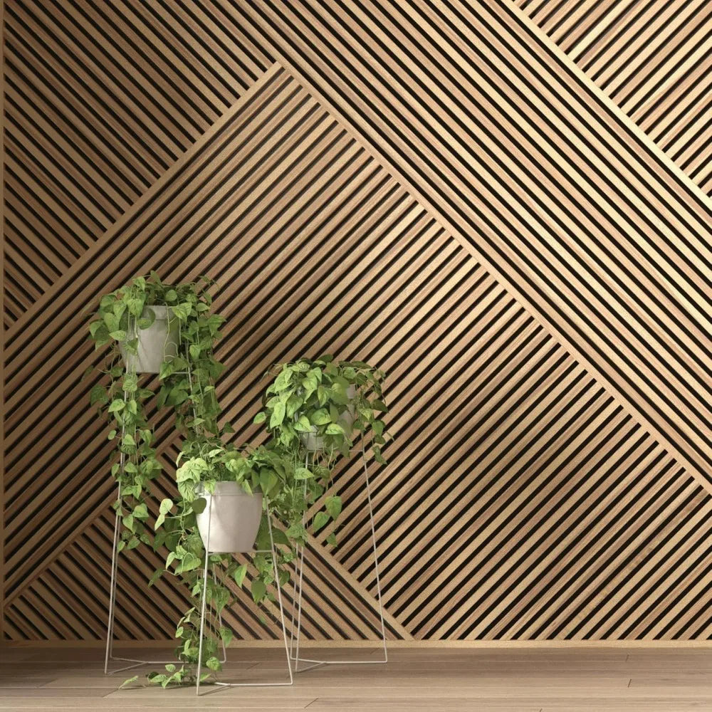 Oak Acoustic Wall Panels/ 4-Pack - 94.49 x 12 - Decorative Soundproof Wood Panels