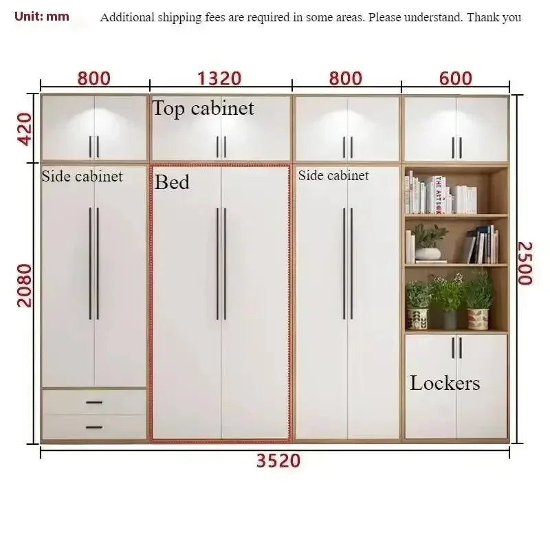 Full Murphy Bed with Closet Organizer with Drawers Full Size Bed Space-Saving Sleeping Arrangement for Multipurpose Room