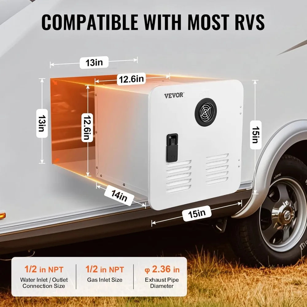 RV Tankless Water Heater 42000BTU Instant Hot Shower with Remote Control & Outdoor Outlet for Campers