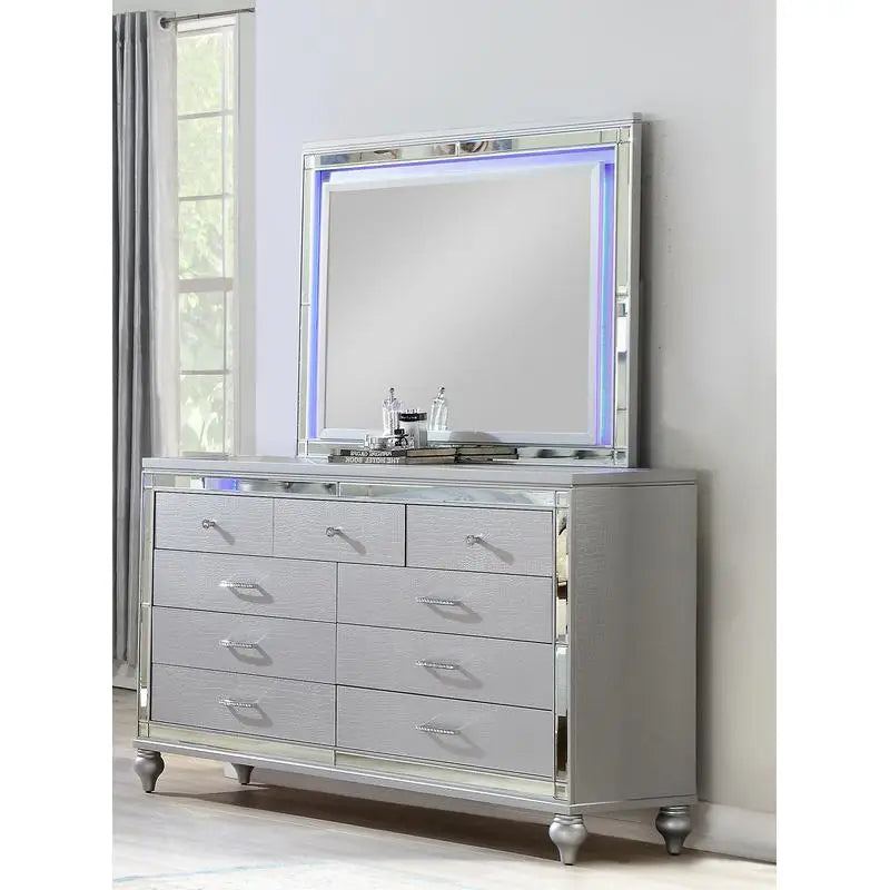 Silver 4PC LED Bedroom Set