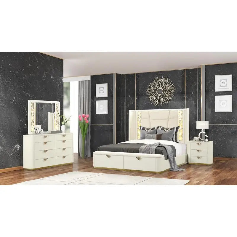 Modern 4 Pc King Upholstered Bedroom Set