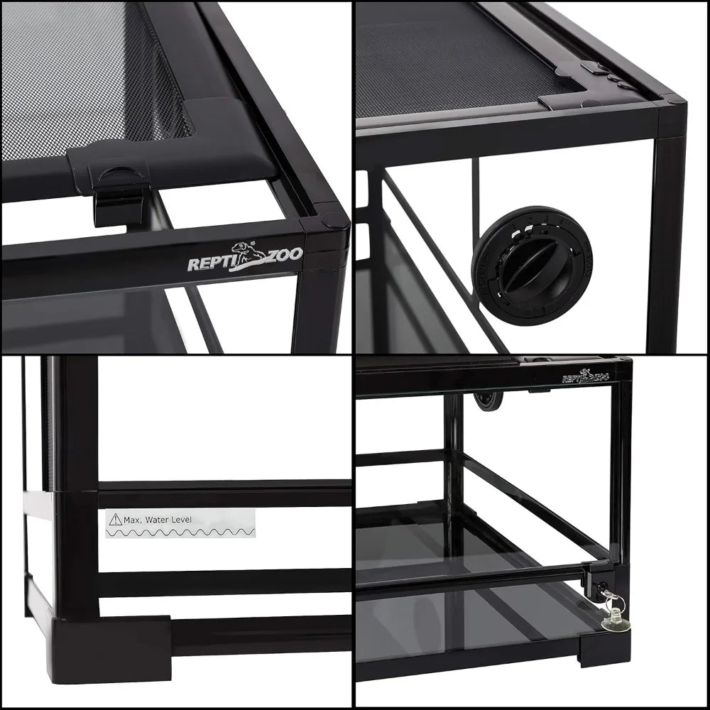 67 Gallon Reptile Glass Terrarium, Double Hinge Door Reptile Tank, Side/TOP Screens/ Ventilation Reptile