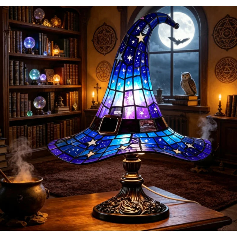Halloween Novelty Witch Hat Lamp, Gothic Hat Lamp Desktop Ornament, USB Plug-in LED Light Decoration