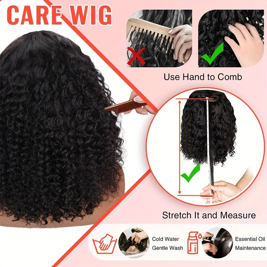 Deep Wave BOB Wig Human Hair 13x4 HD Curly Lace Front Wigs Human Hair Pre Plucked Wear And Go Glueless Short Curly Frontal BOB