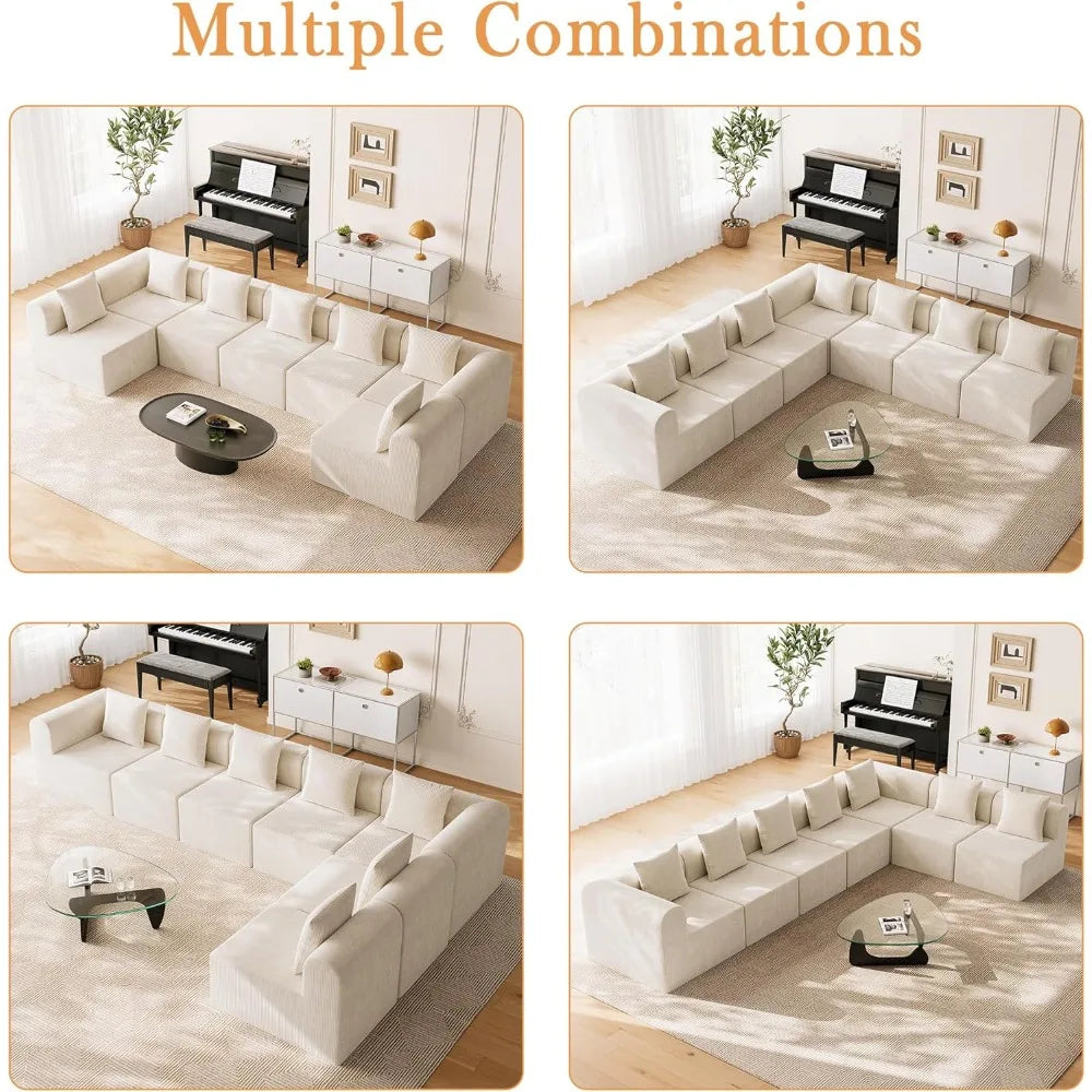 Modular Sectional Couches for Living Room with Deep Seat, L-Shape Cloud Sofa Couch, High Density Memory Foam, Boneless