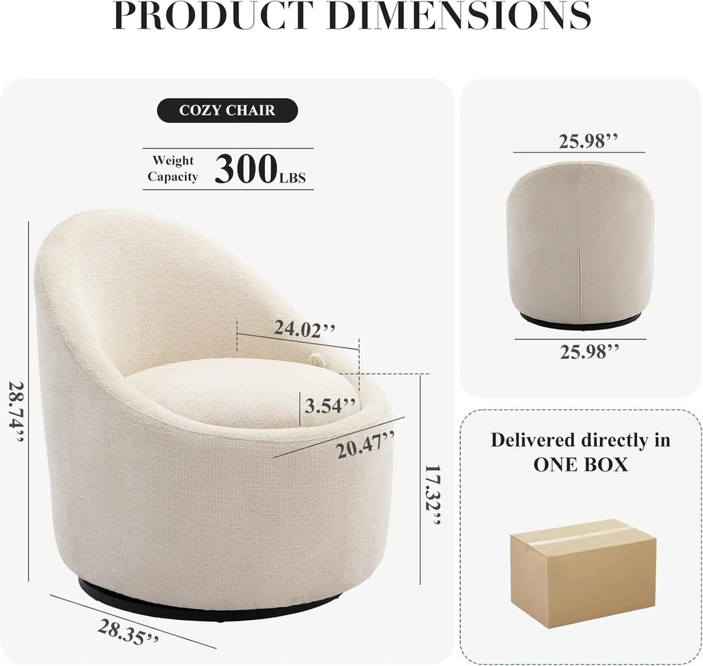 Swivel Accent Chair, 360° Swivel Chair with Hidden Storage, Modern Small Barrel Swivel Armchair for Living Room/Bedroom