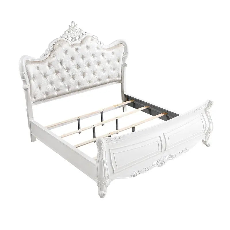 Modern 4-Piece Queen Bedroom Set in Pearl White Wood Finish