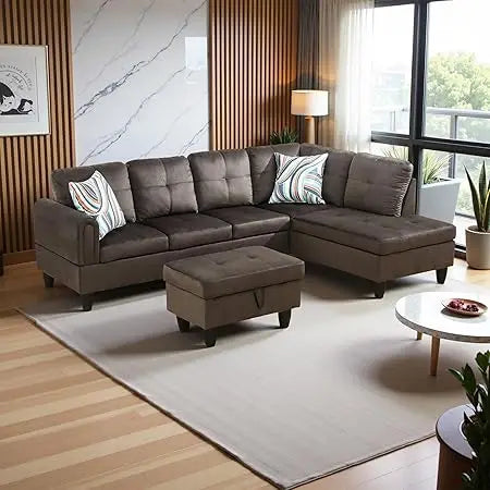 103.5" Oversized Sectional Couch, L Shaped Couch with Storage Ottoman, Modern Modular Sofa with Deep Seat
