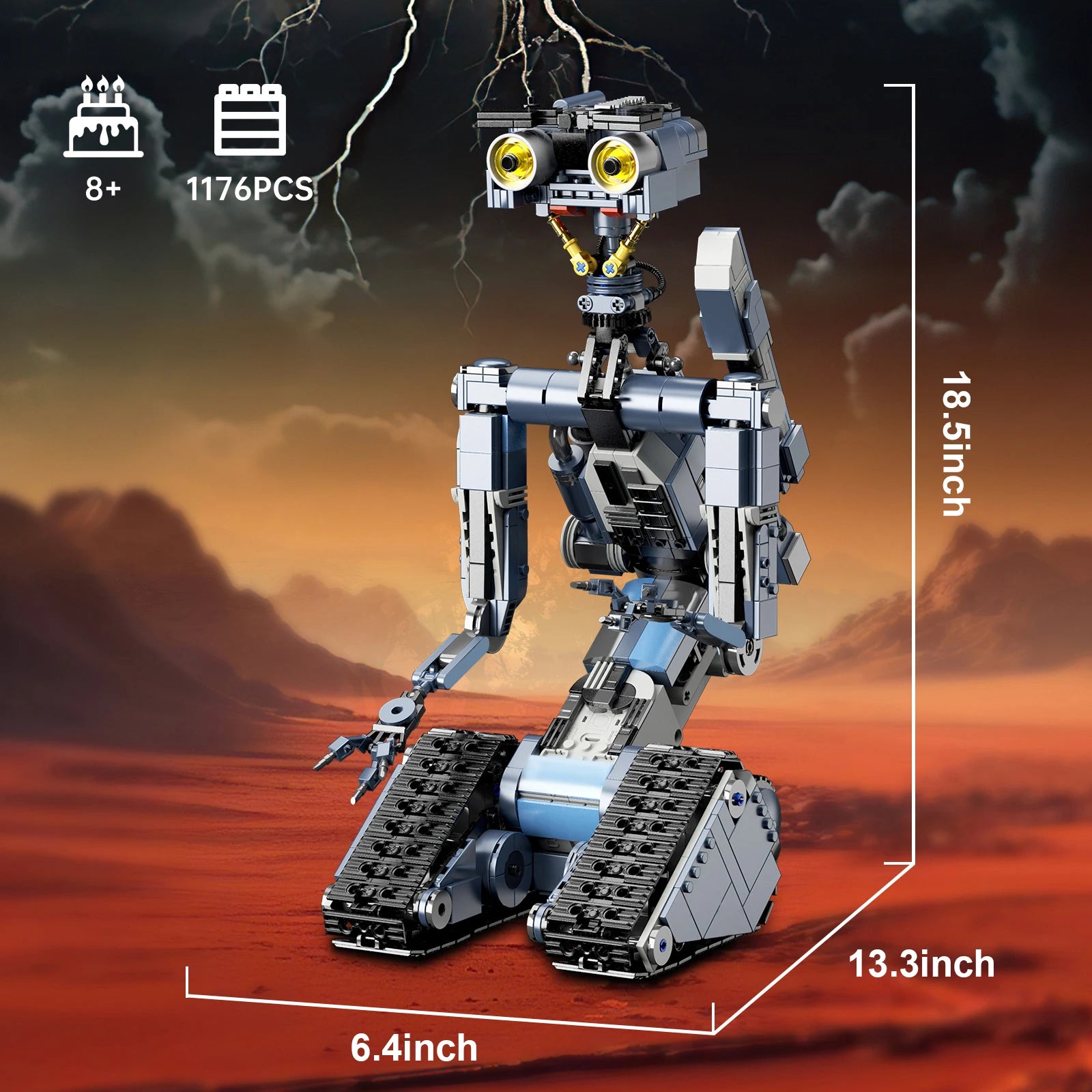 Johnny 5 Robot Building Blocks Set with Remote Control Creative Machine Home Decoration/ Room Desktop Ornament/ Christmas Gifts for Adult