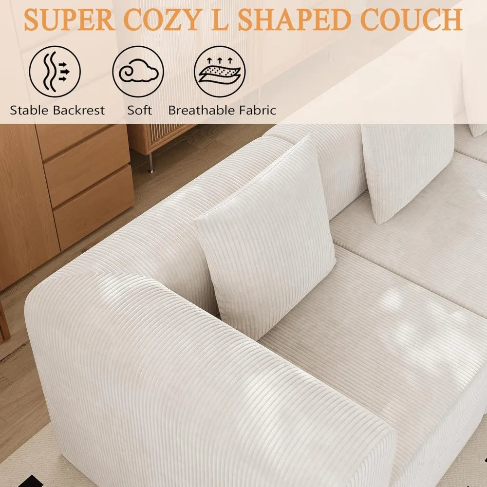Modular Sectional Couches for Living Room with Deep Seat, L-Shape Cloud Sofa Couch, High Density Memory Foam, Boneless
