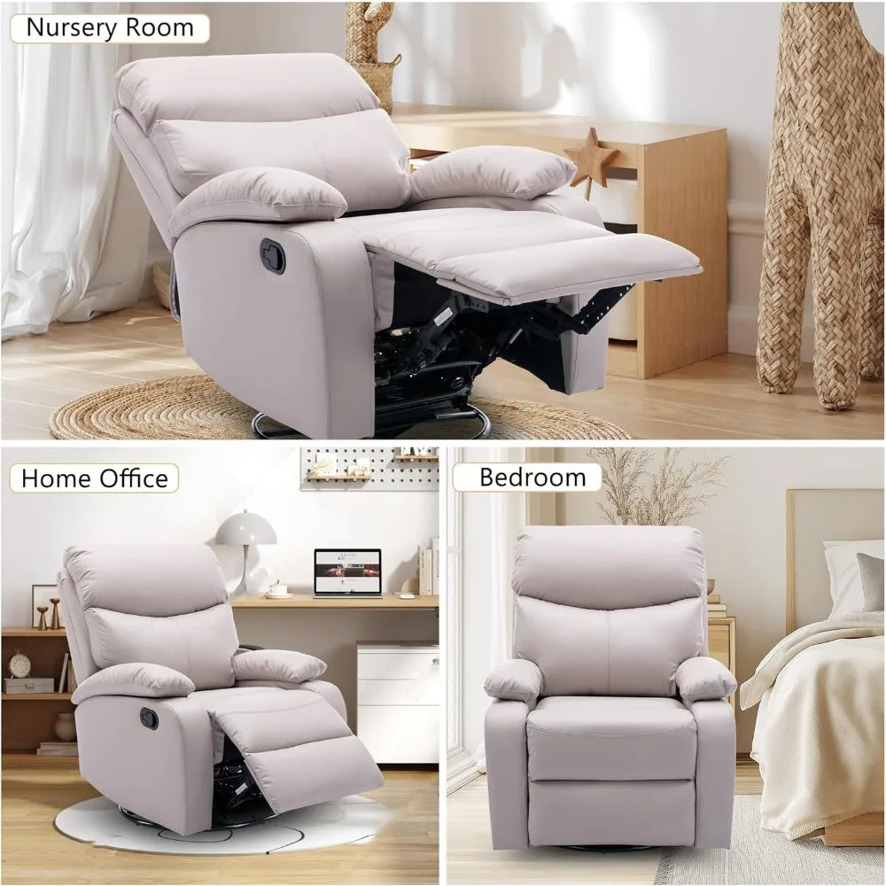 Swivel Rocker Recliner Chair for Adults, Rocking Small Recliner Chairs for Small Spaces, Glider Recliner
