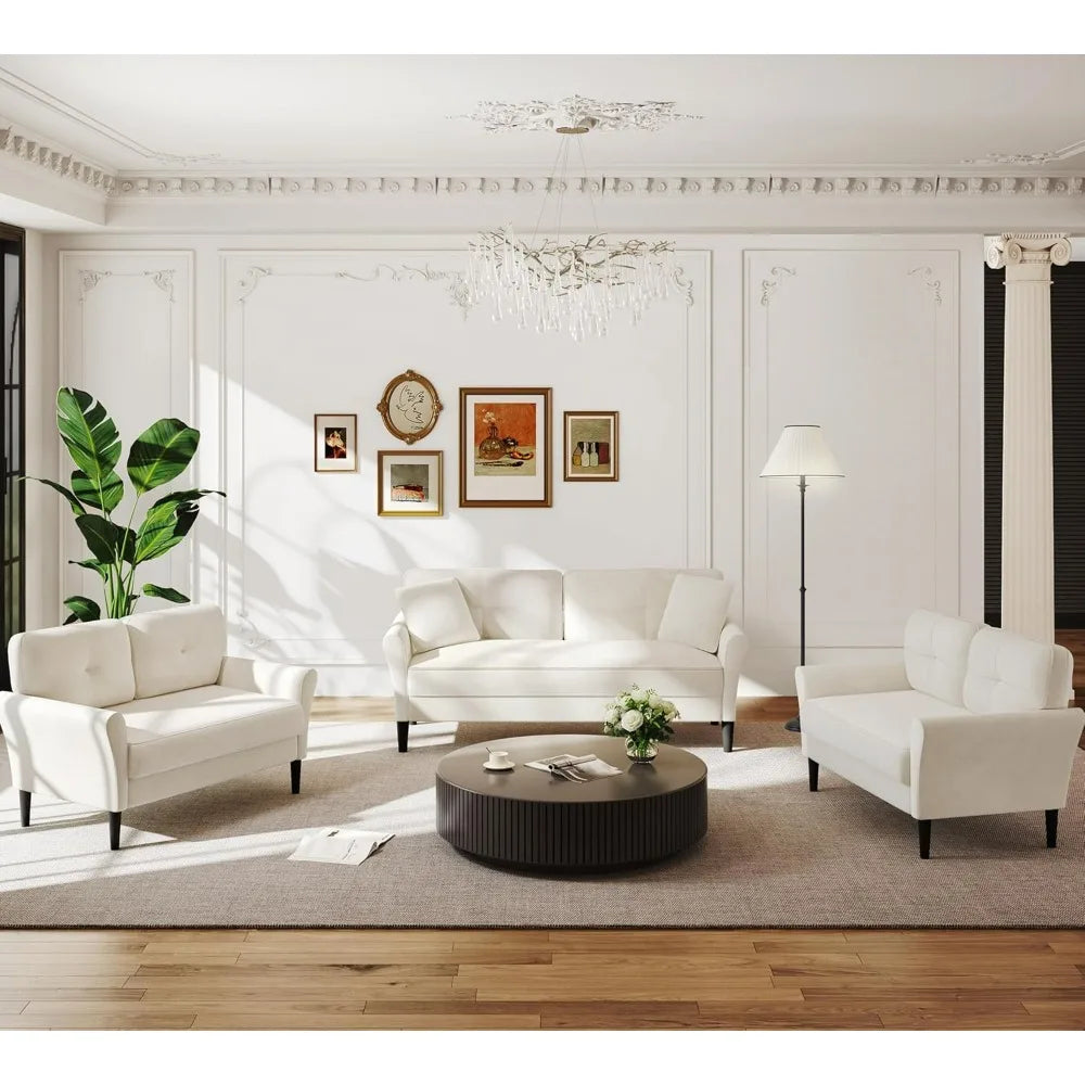 Compact Velvet Loveseat Sofa, 48 Depth, Cozy Seating for Bedrooms/Living Rooms