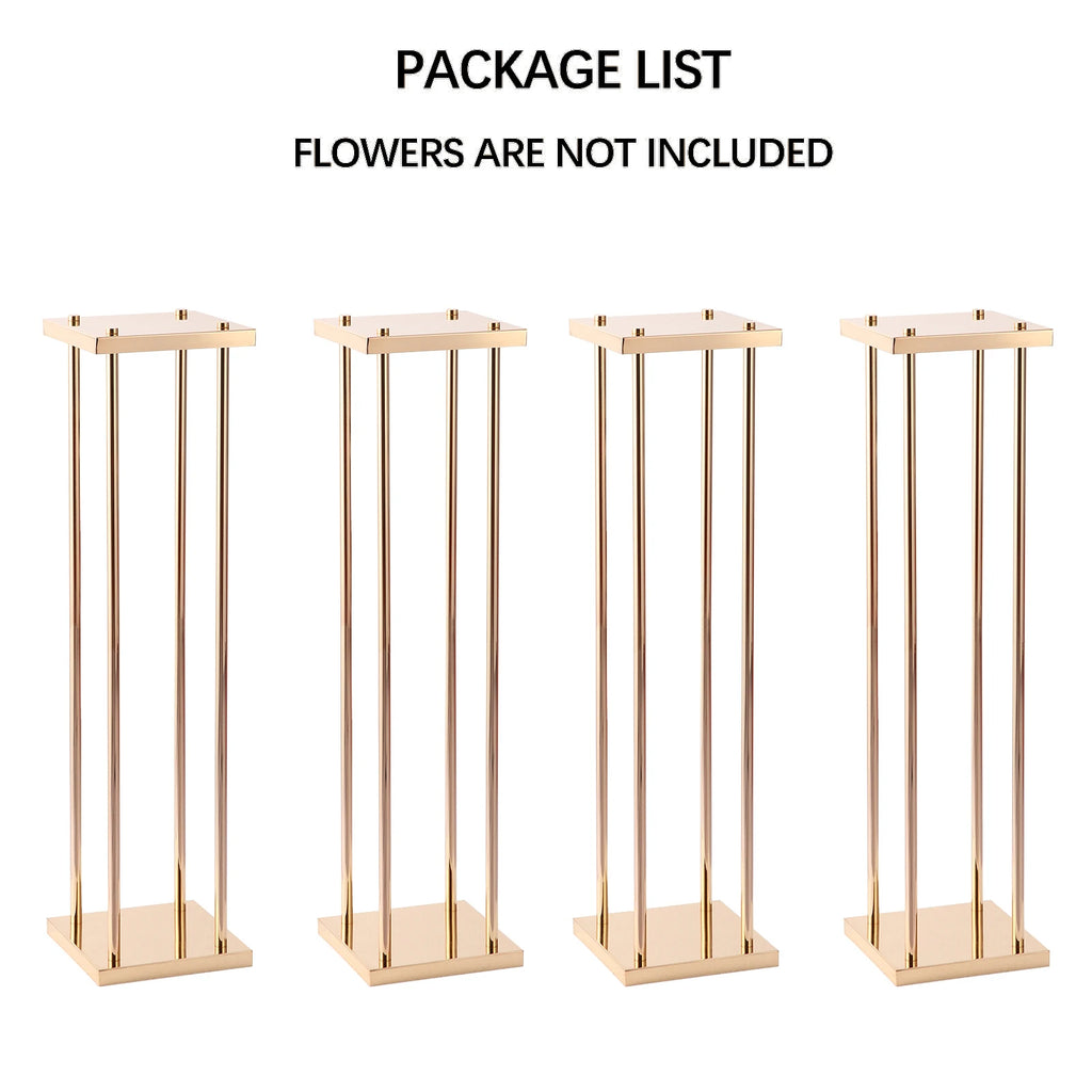 4 Pcs Gold Metal Flower Stand 23.6 in Tall Wedding Aisle Centerpiece Party Flower Holder/ Event Decoration