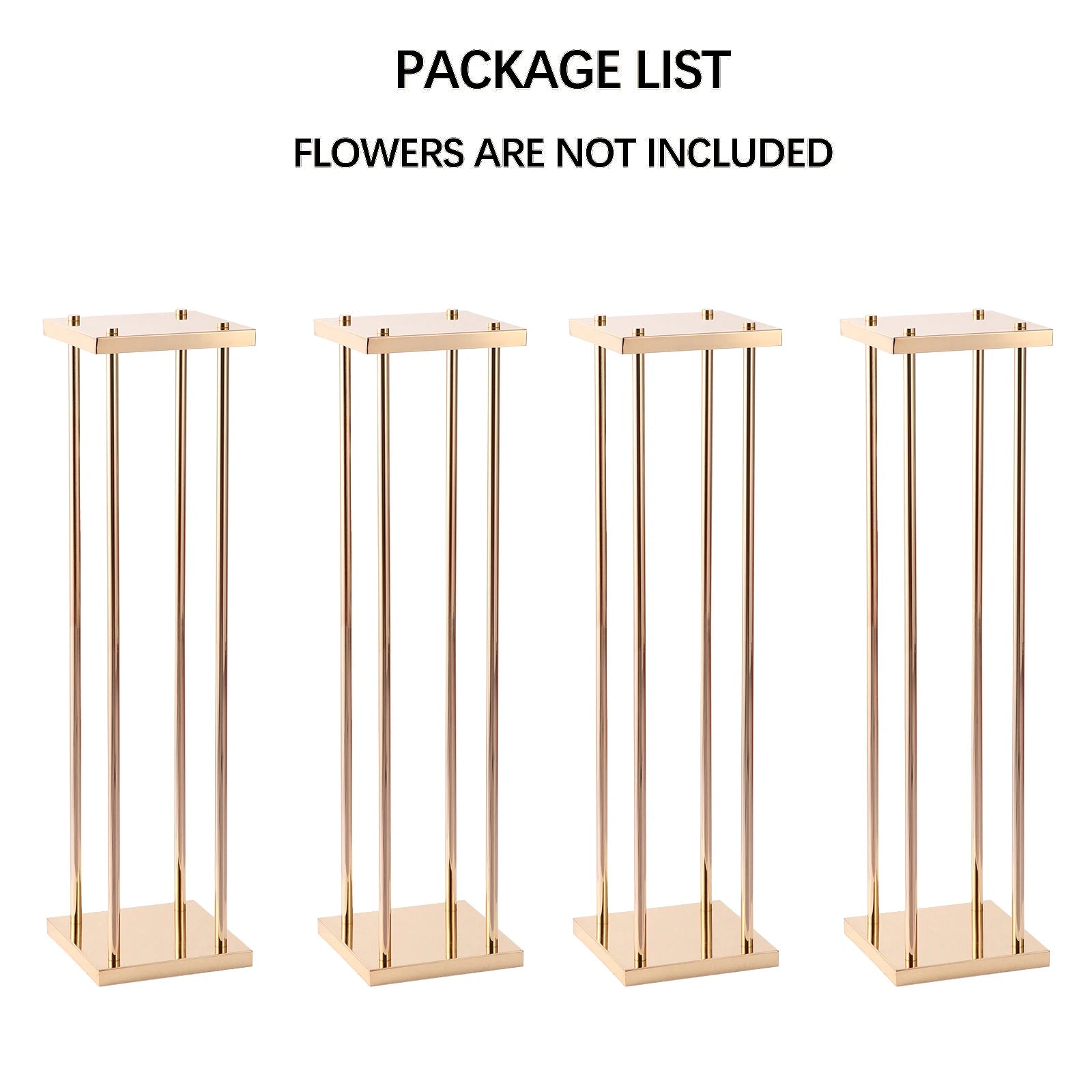 4 Pcs Gold Metal Flower Stand 23.6 in Tall Wedding Aisle Centerpiece Party Flower Holder/ Event Decoration