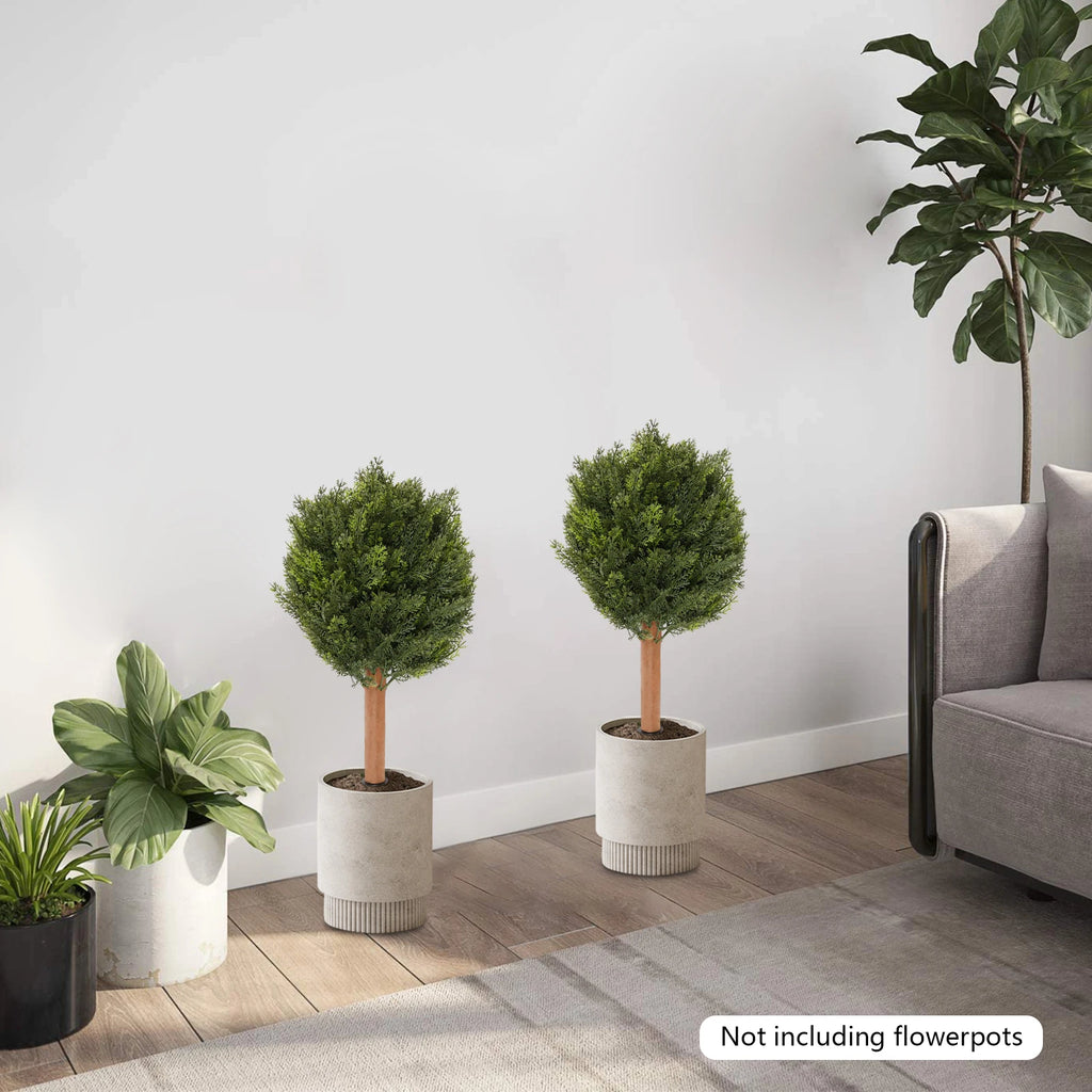 2 PCS Artificial Cypress Trees Artificial Plant with Ground Spike/ Easy Assembly Artificial Plant/ Festival Party Supplies for Indoor Outdoor Home Office Garden