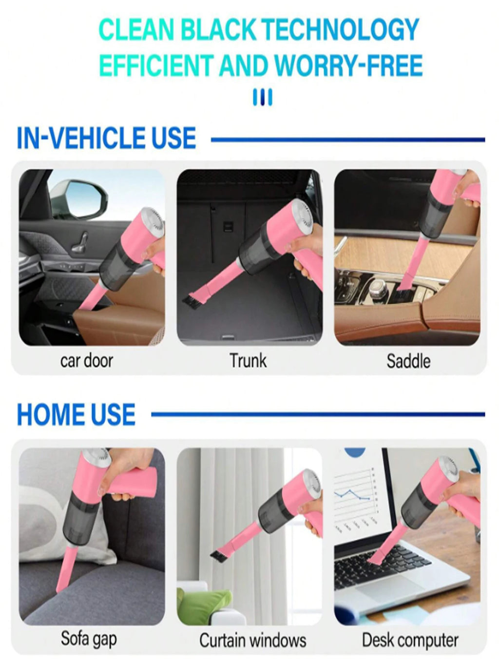 Wireless Hand Held Vehicle Vacuum/ Mini Vacuum Cleaner Super Suction Power/ Can Be Used for Car and Home Cleaning