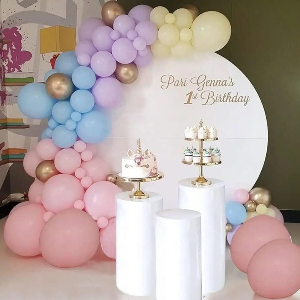 Set Of 3 Metal Cylinder Pedestal Stands For Party, Round Display Pillars For Wedding Birthday/ Dessert Table/ Art Decor