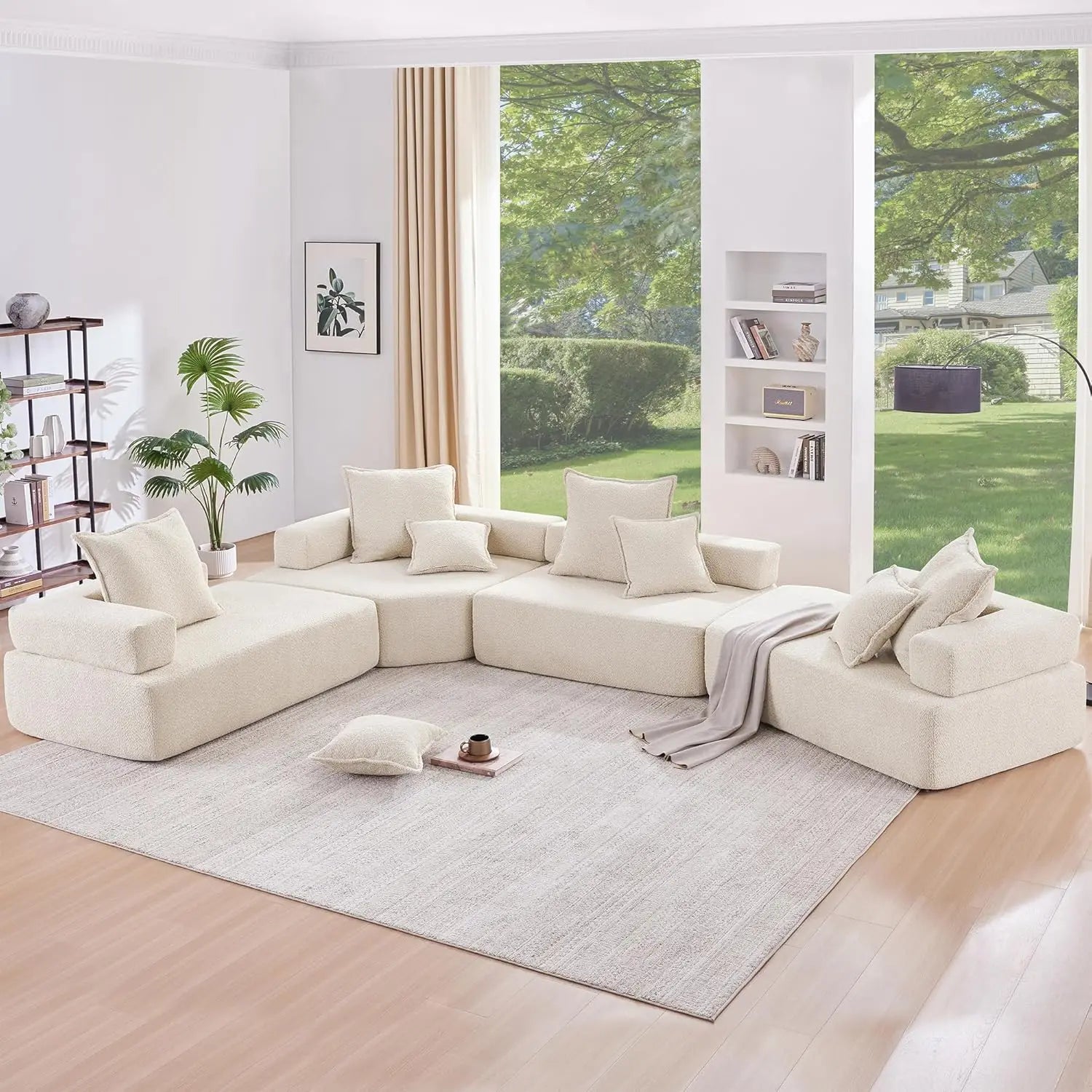 6-8 Seat Oversized Modular Sectional Sofa with Comfy Throw Pillows, U Shaped