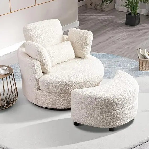 Chair and A Half with Ottoman, 360° Swivel Accent Barrel Chair