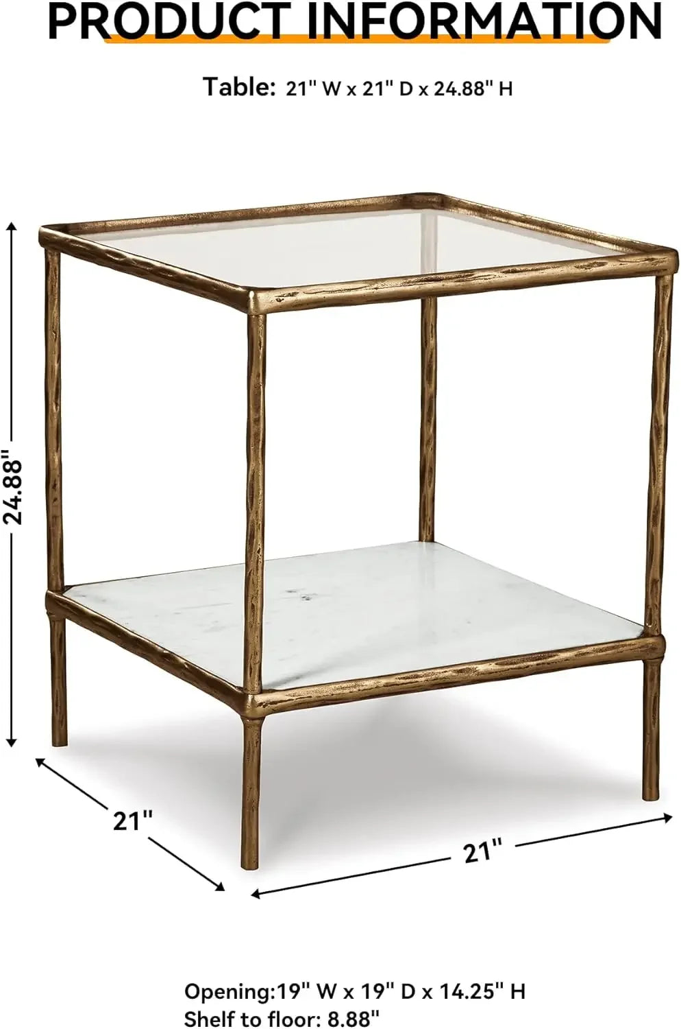 Contemporary Accent Table, Antique Brass Finish