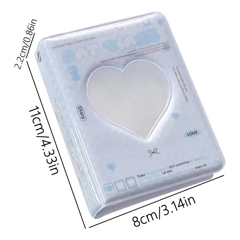 Photocard Holder Book/ 40 Pockets/ Love Heart Hollow Business Card Book Holder/ Water Resistant/ Photocard Binder for Idol