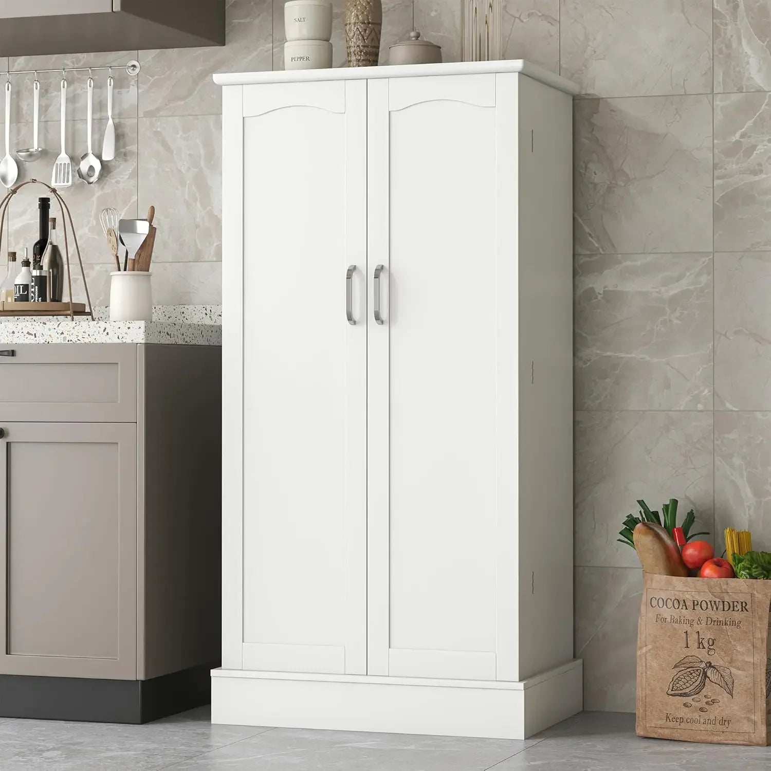 Kitchen Pantry Cabinet, Pantry Storage Cabinet with Adjustable Shelves and Drawer, Sideboard Buffet Cupboards/ Storage Shelf