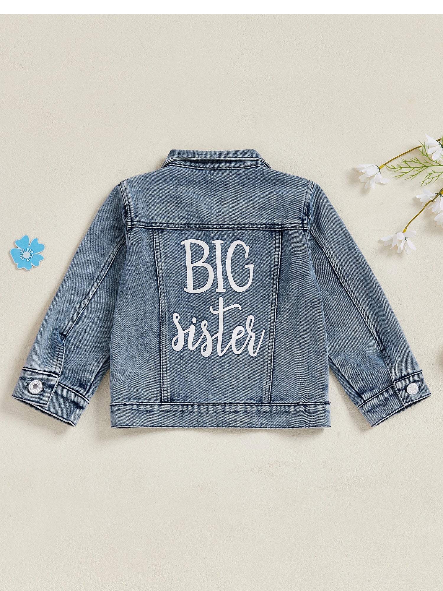 Adorable Baby Blue Denim Jacket with Front Pocket Detail and Snap Button Closure/ Stylish Toddler Fall Outfit Coat