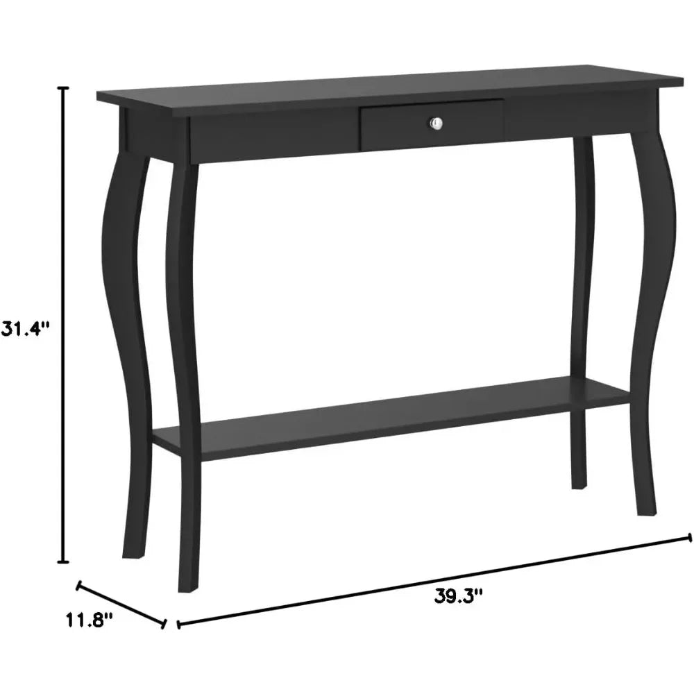 Narrow Console Table with Drawer and Shelves, Chic Accent Sofa Entryway Table, Living Room, Hallway, Espresso