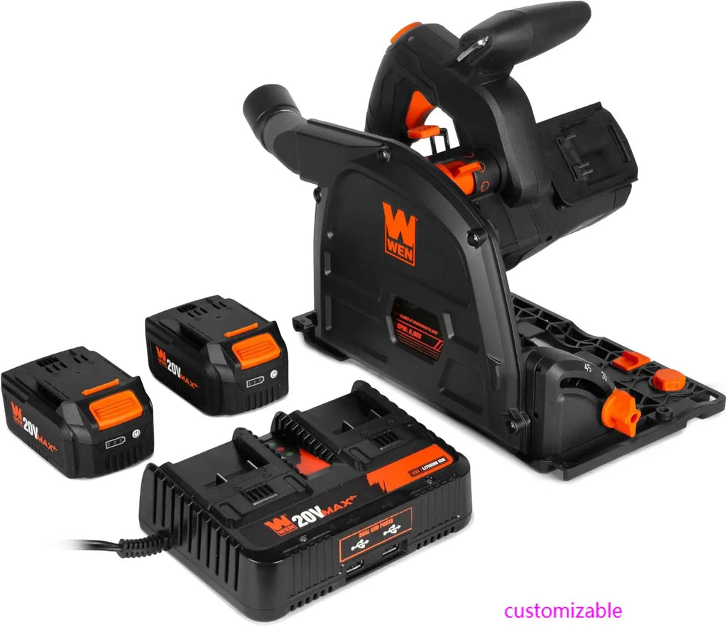 6.5-Inch Cordless Track Saw with Brushless Motor, Variable Speed, Dual 20V Max 4.0 Ah Batteries, and Charger (20691)